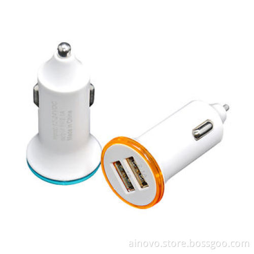 2-port USB car charger for iPhone, iPad, iPod, 5V 2.1A, small in size